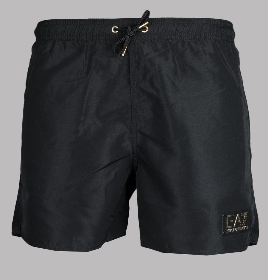 EA7 Gold Badge Logo Swim Shorts Black