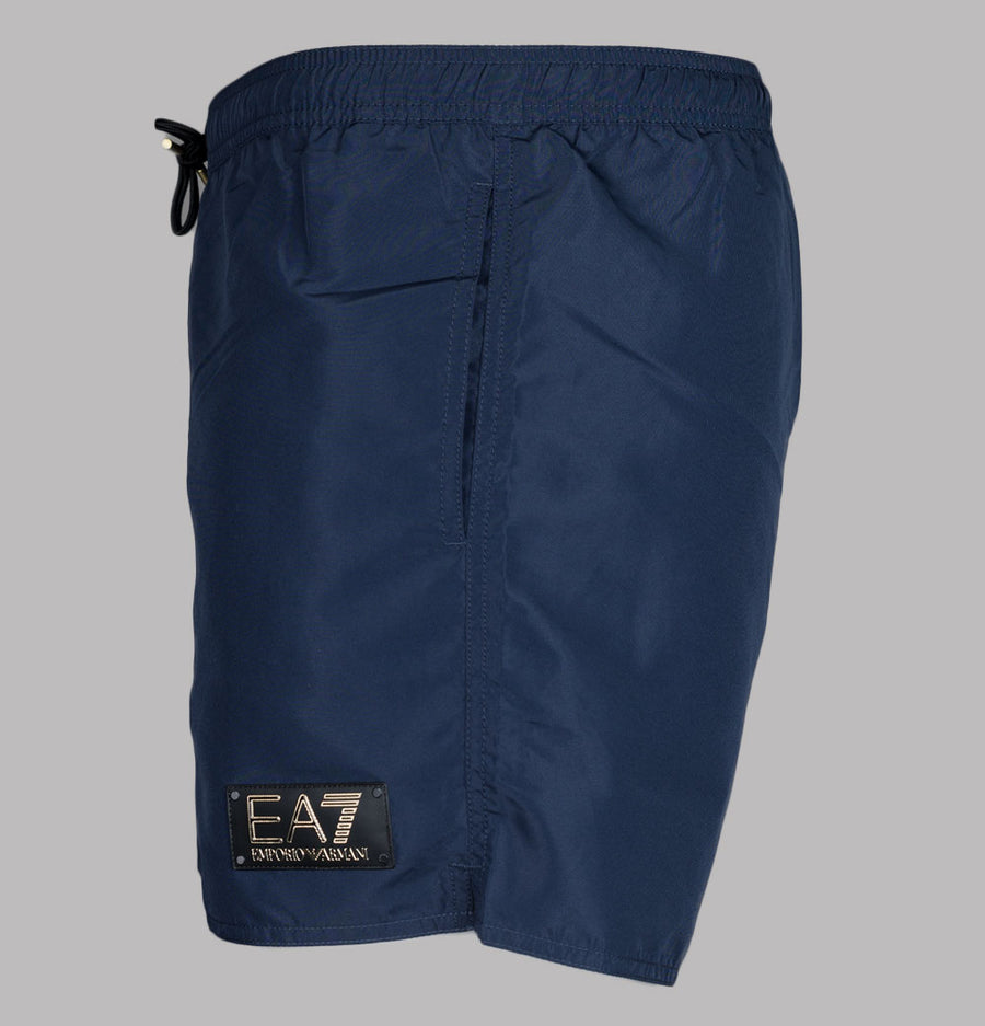EA7 Gold Badge Logo Swim Shorts Navy Blue