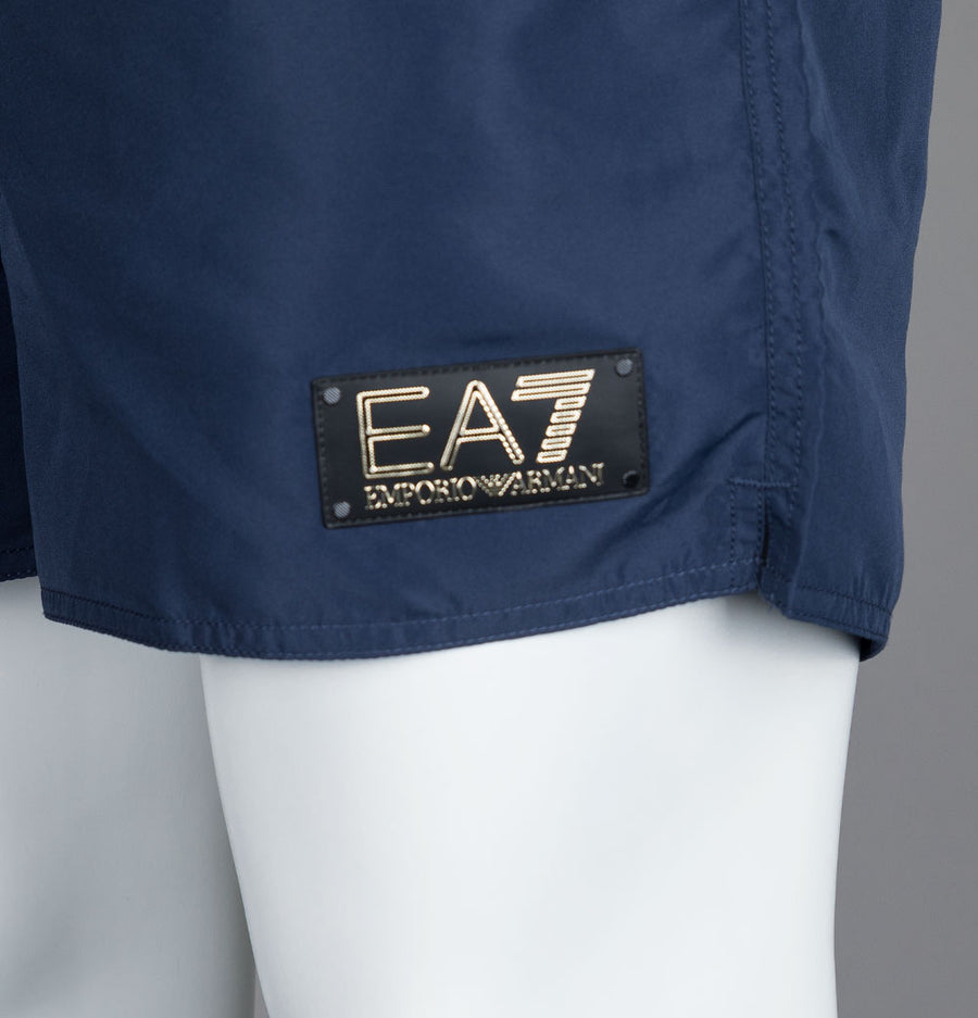 EA7 Gold Badge Logo Swim Shorts Navy Blue
