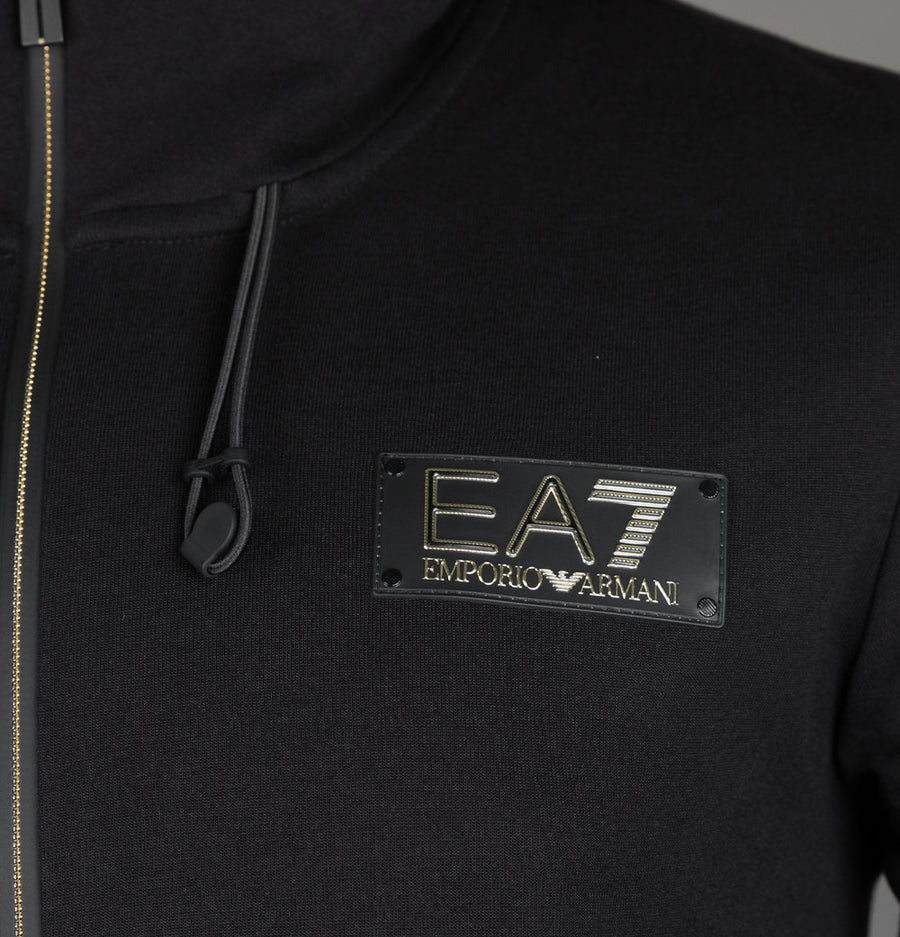 EA7 Gold Badge Logo Zip Through Sweatshirt Black