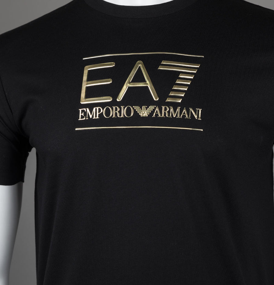 EA7 Gold Label Large Logo T-Shirt Black/Gold