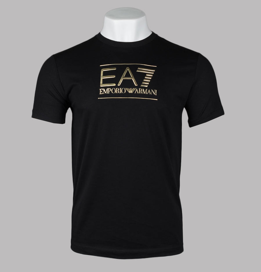 EA7 Gold Label Large Logo T-Shirt Black/Gold