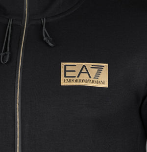 EA7 Gold Logo Zip Through Sweatshirt Black/Gold