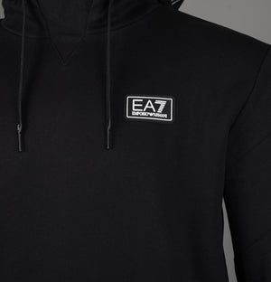 EA7 Logo Series Back Taping Hoodie Black