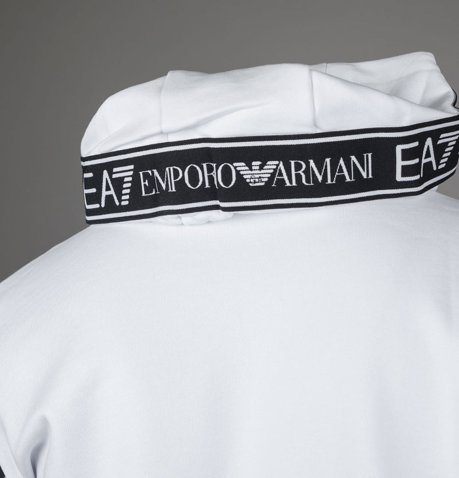 EA7 Logo Series Back Taping Hoodie White