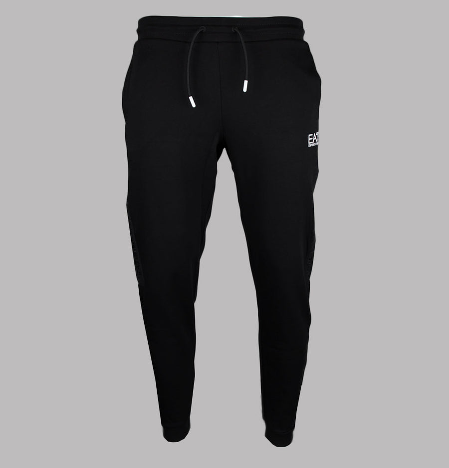 EA7 Logo Series Taping Cotton Joggers Black