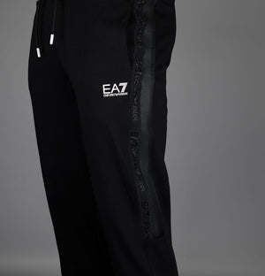 EA7 Logo Series Taping Cotton Joggers Black