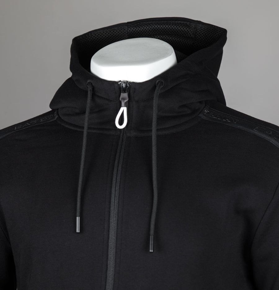 EA7 Logo Series Taping Full Zip Hooded Sweatshirt Black