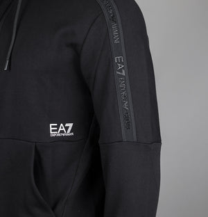 EA7 Logo Series Taping Full Zip Hooded Sweatshirt Black