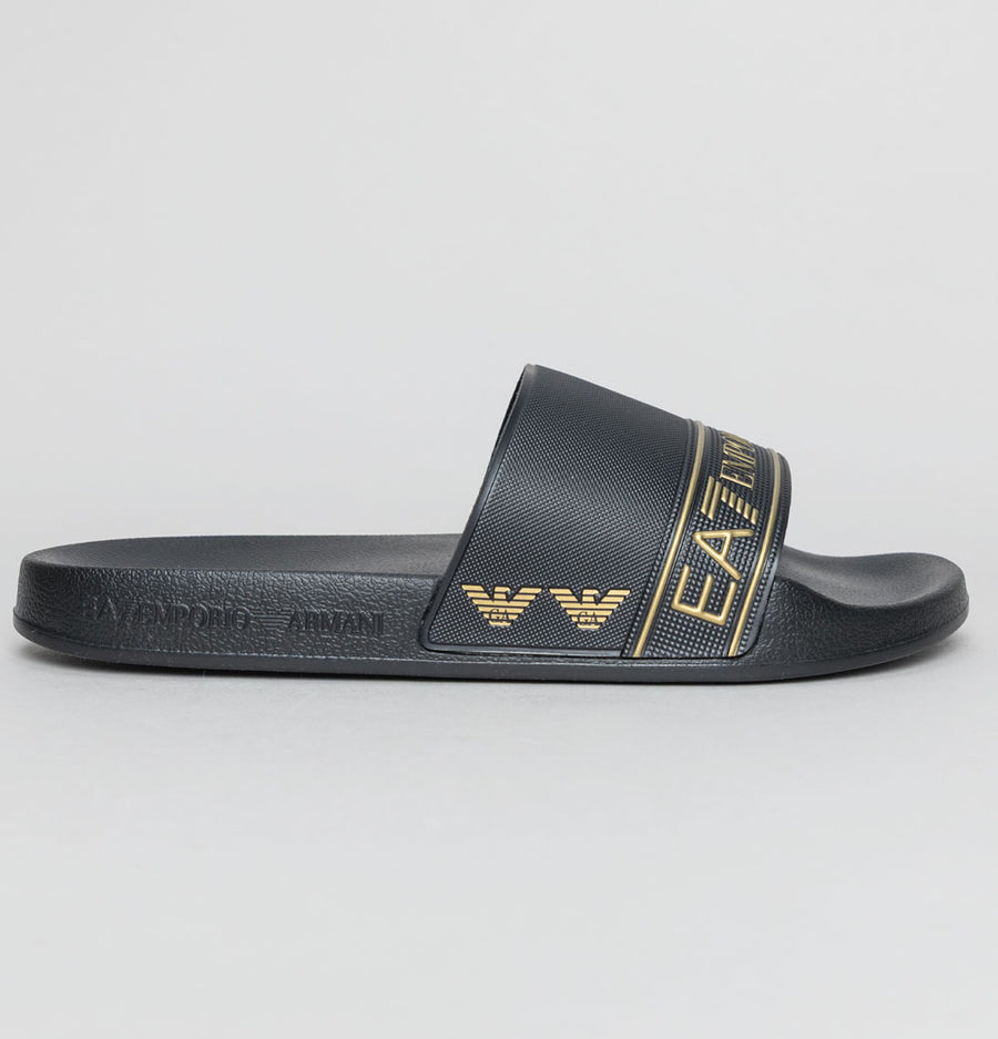 EA7 Logo Sliders Black/Gold