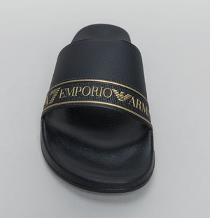 EA7 Logo Sliders Black/Gold