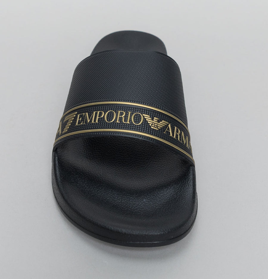 EA7 Logo Sliders Black/Gold