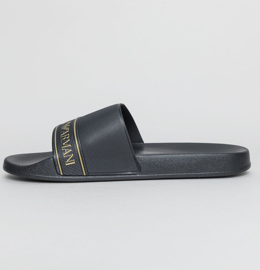EA7 Logo Sliders Black/Gold