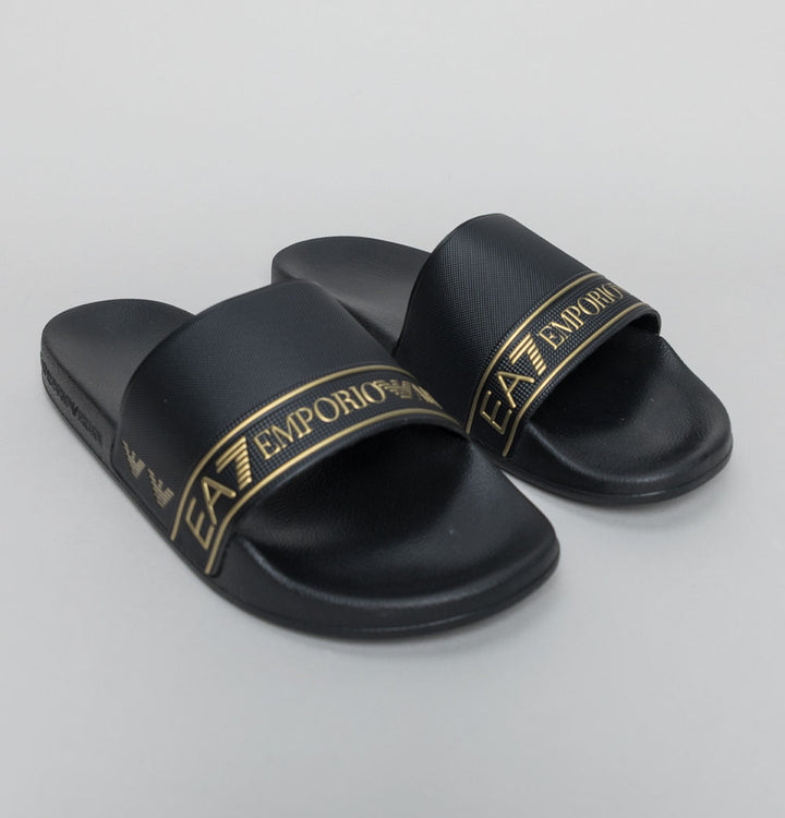 EA7 Logo Sliders Black/Gold
