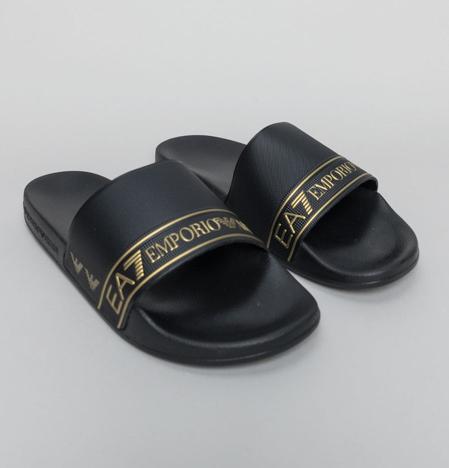 EA7 Logo Sliders Black/Gold