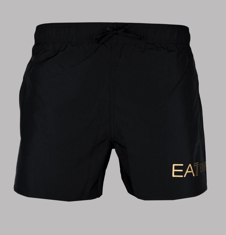 EA7 Logo Swim Shorts Black/Gold