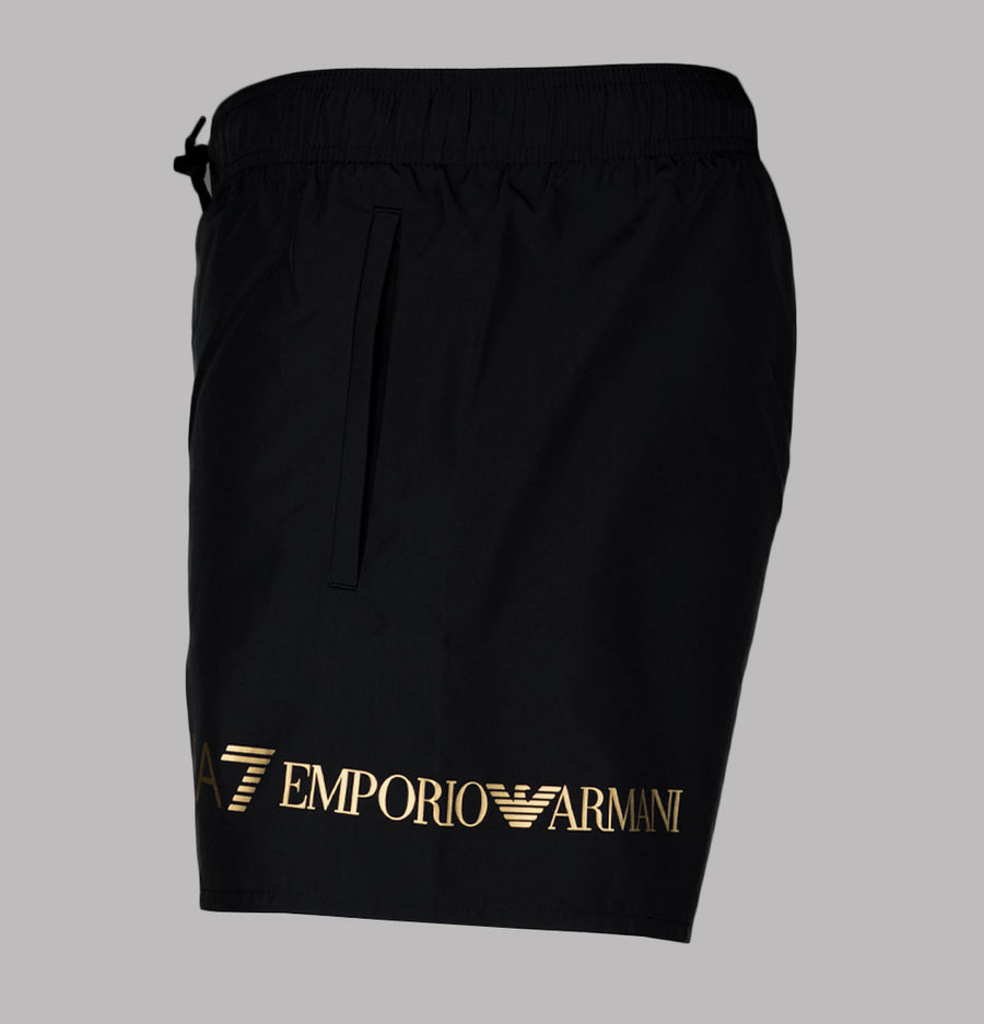EA7 Logo Swim Shorts Black/Gold
