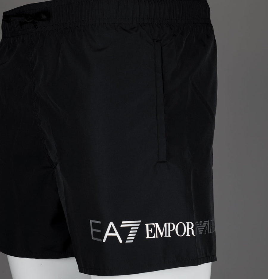 EA7 Logo Swim Shorts Black/Silver