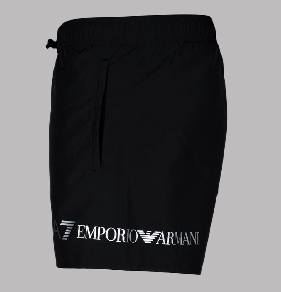 EA7 Logo Swim Shorts Black/Silver