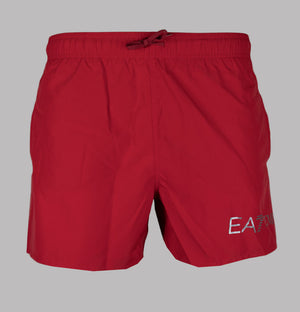 EA7 Logo Swim Shorts Equestrian Red/Silver