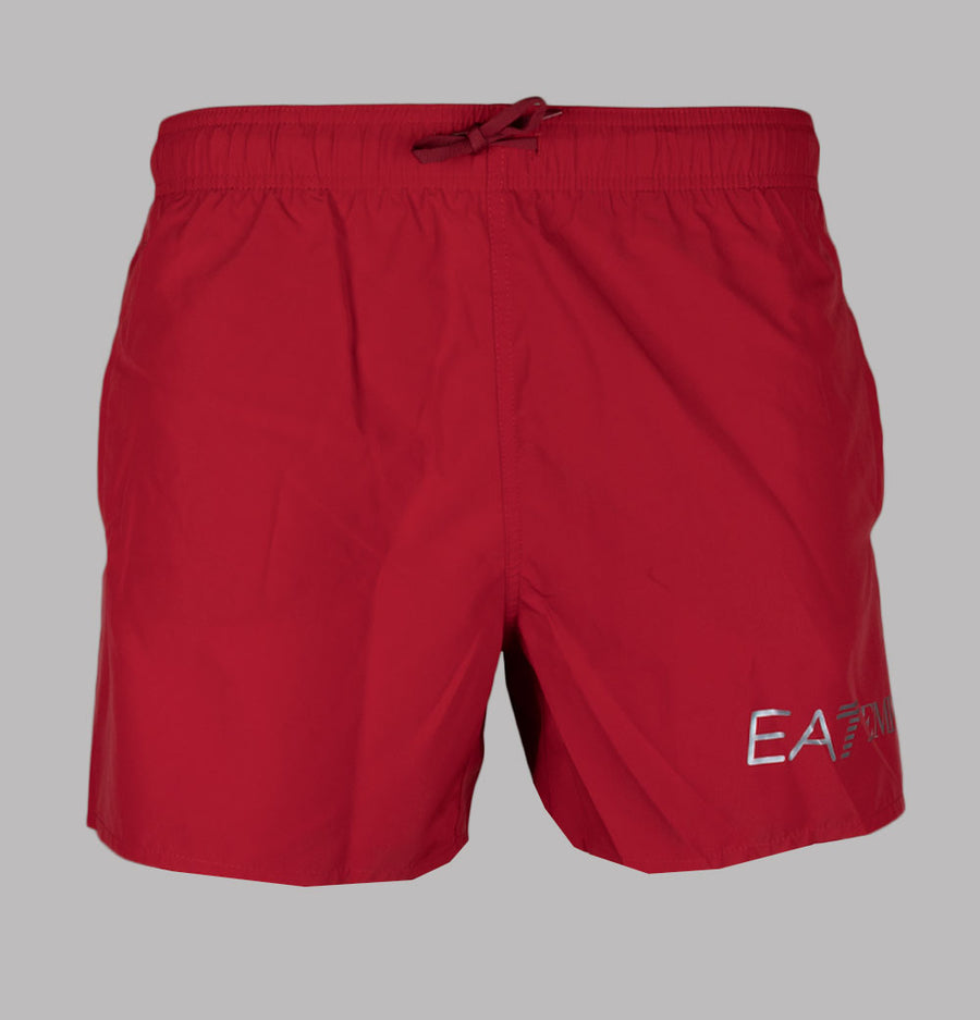 EA7 Logo Swim Shorts Equestrian Red/Silver