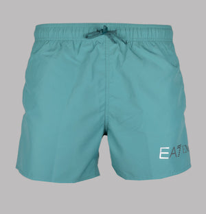 EA7 Logo Swim Shorts Mineral Blue/Silver