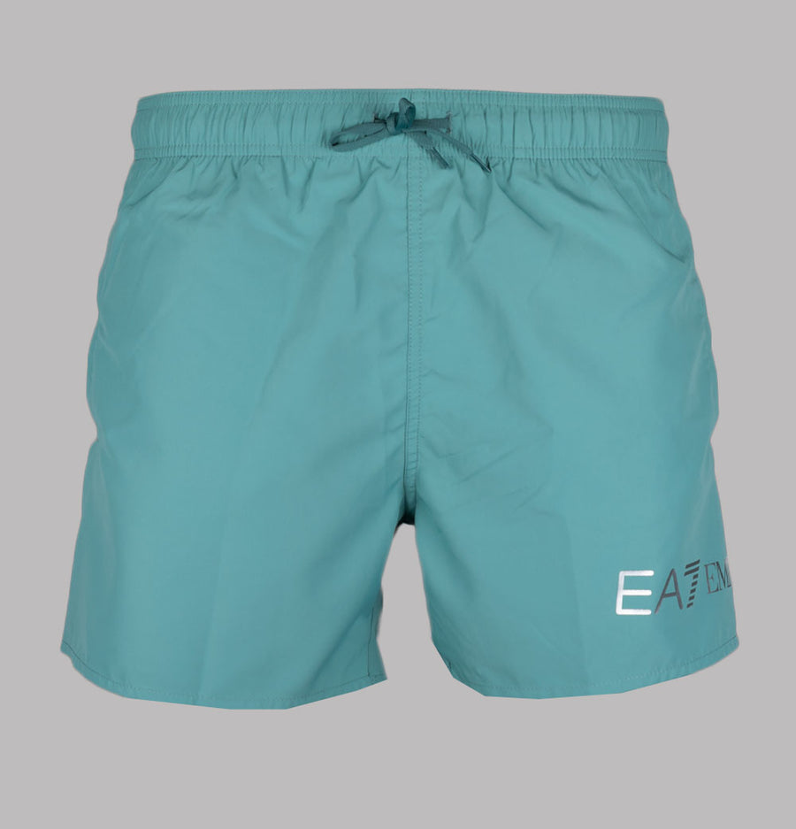 EA7 Logo Swim Shorts Mineral Blue/Silver