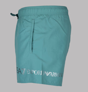 EA7 Logo Swim Shorts Mineral Blue/Silver