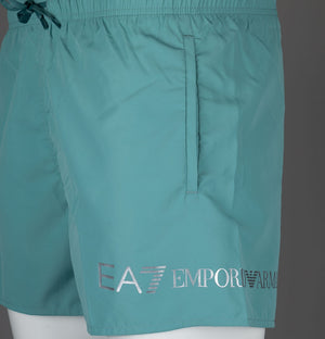 EA7 Logo Swim Shorts Mineral Blue/Silver