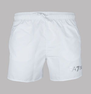 EA7 Logo Swim Shorts White/Silver