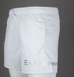 EA7 Logo Swim Shorts White/Silver