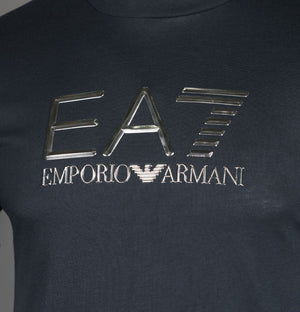 EA7 Metallic Logo T-Shirt Night Blue