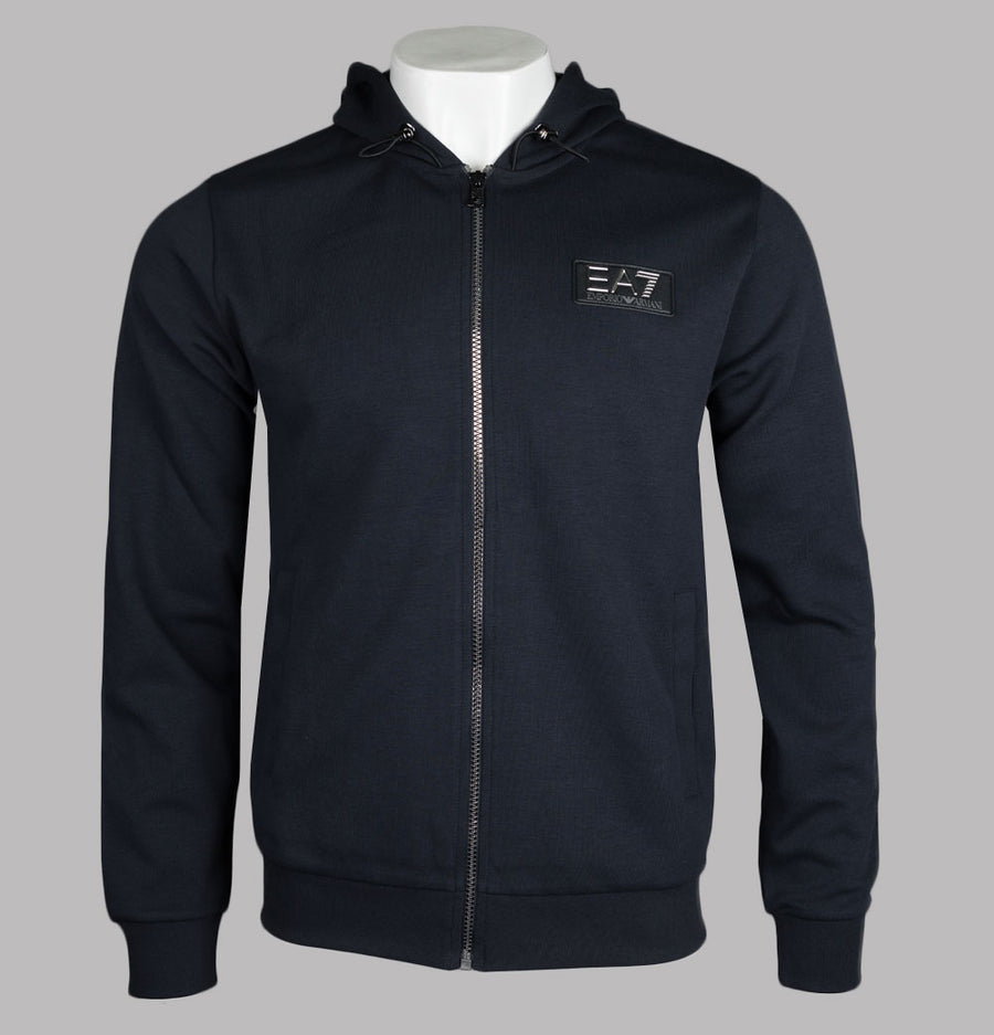 EA7 Metallic Logo Zip Through Sweatshirt Night Blue