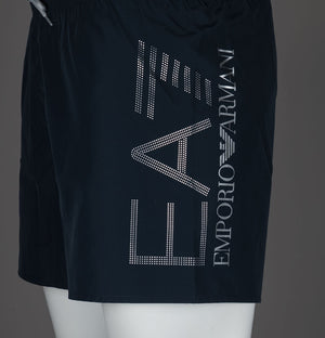EA7 Oversized Logo Swim Shorts Armani Blue/Silver