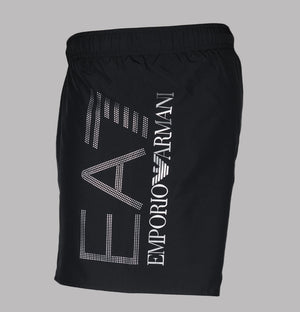 EA7 Oversized Logo Swim Shorts Black/Silver