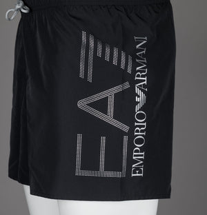 EA7 Oversized Logo Swim Shorts Black/Silver