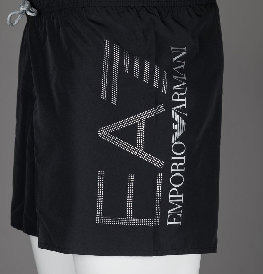 EA7 Oversized Logo Swim Shorts Black/Silver