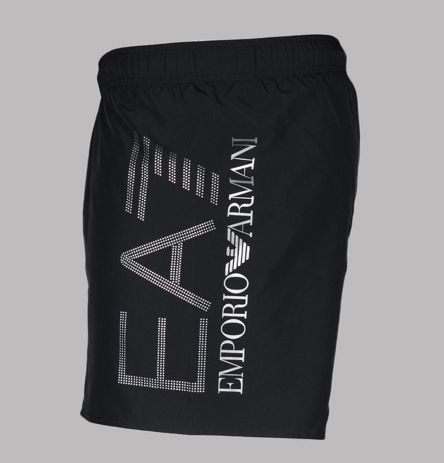 EA7 Oversized Logo Swim Shorts Black/Silver