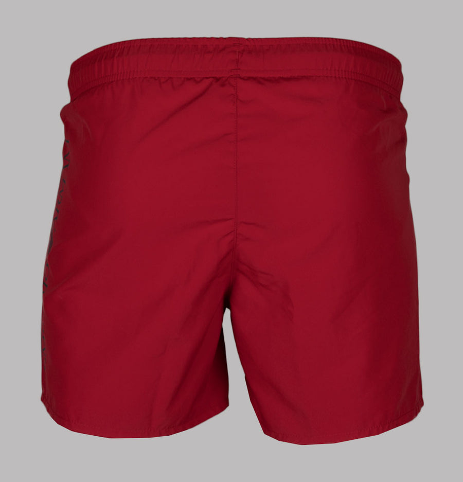 EA7 Oversized Logo Swim Shorts Equestrian Red/Silver
