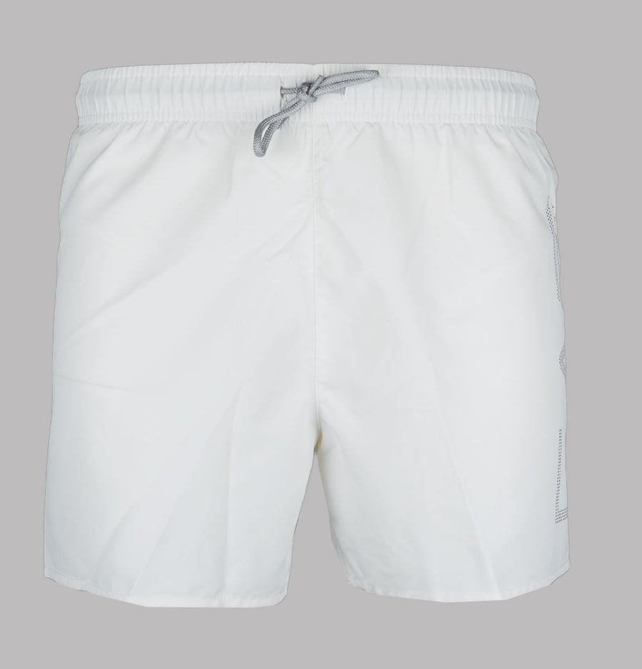 EA7 Oversized Logo Swim Shorts Star White/Silver