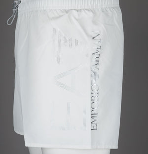 EA7 Oversized Logo Swim Shorts Star White/Silver