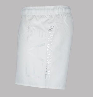 EA7 Oversized Logo Swim Shorts Star White/Silver