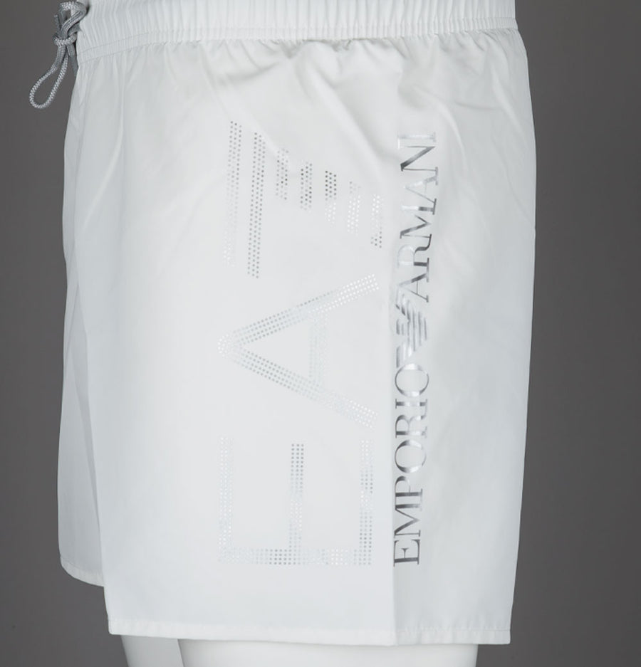 EA7 Oversized Logo Swim Shorts Star White/Silver