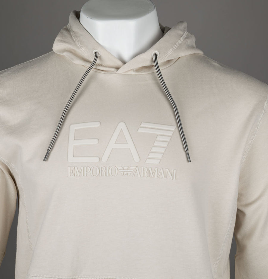 EA7 Rubber Chest logo Hoodie Almond Milk