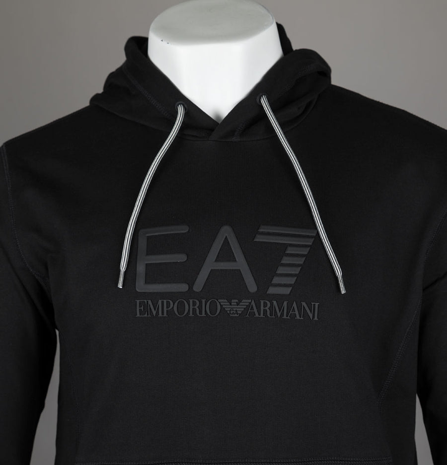 EA7 Rubber Chest logo Hoodie Black