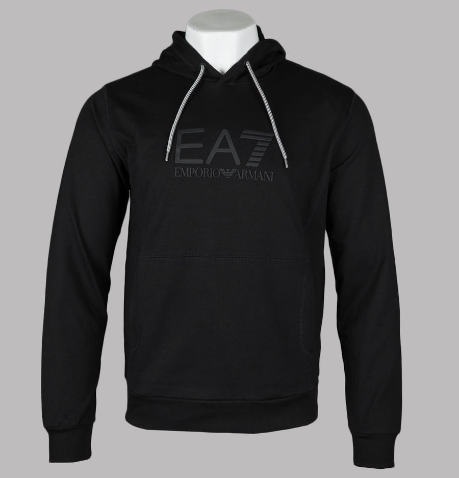 EA7 Rubber Chest logo Hoodie Black