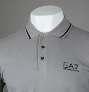 EA7 S/S Tipped Collar Polo Shirt Grey Flannel