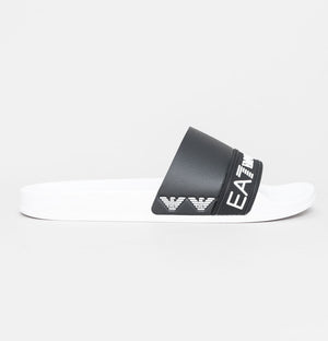 EA7 Sea World Logo Strap Slides White/Black