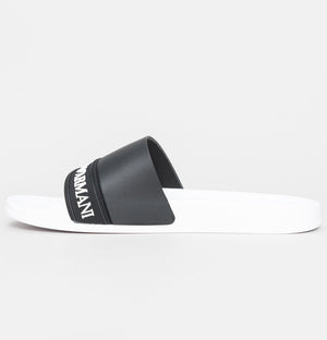 EA7 Sea World Logo Strap Slides White/Black