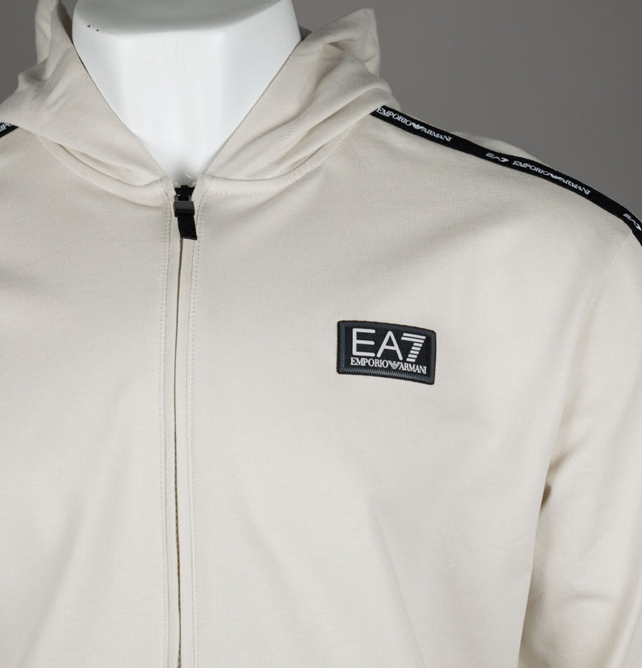EA7 Taping Full Zip Hooded Sweatshirt Almond Milk